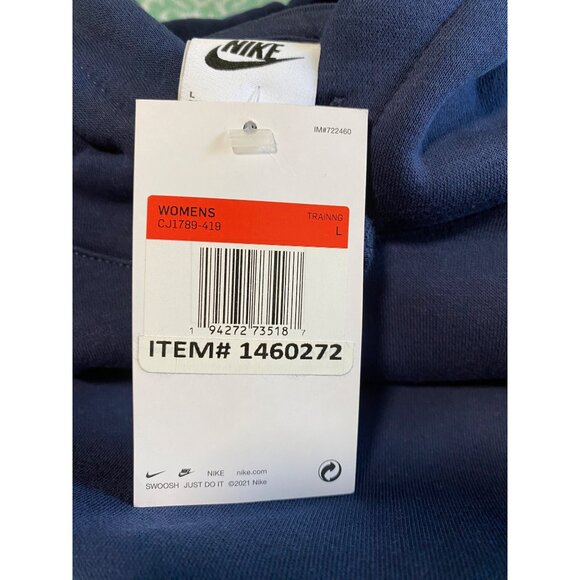 Nike Womens Navy Blue Fleece Hoodie Sweatshirt  Large Granola Girl Streetwear - Picture 5 of 7